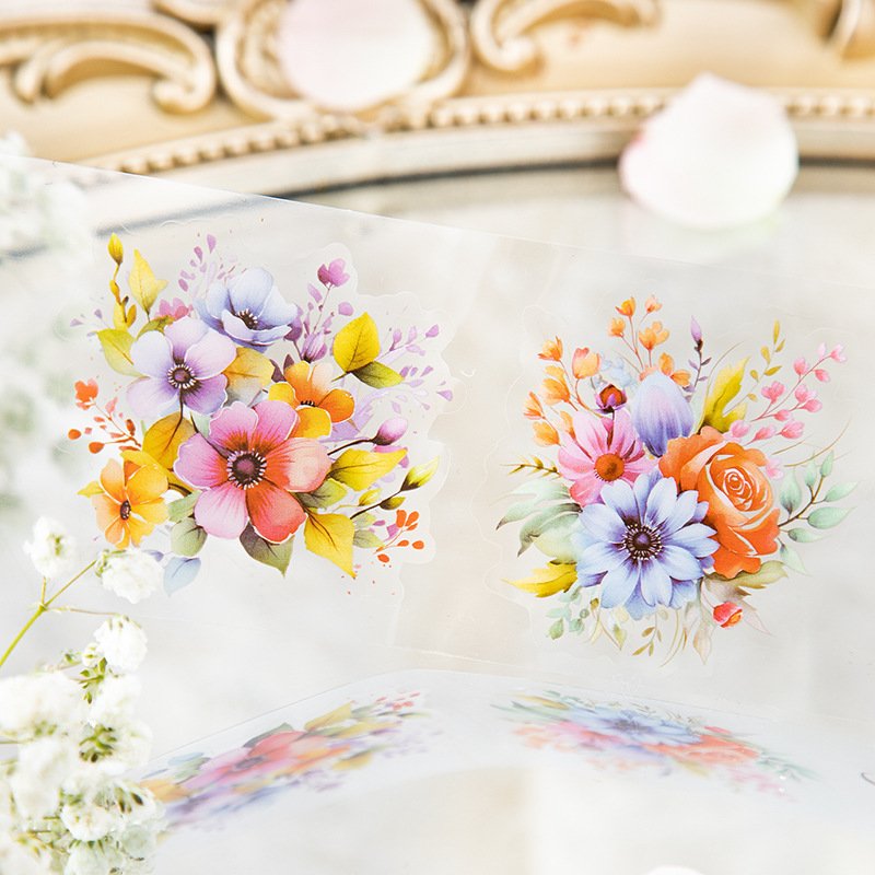 Meet The Flower Sea Series Of Tape Cutting Mold Pet Plant Ledger Materials Decorative Collage Stickers 8