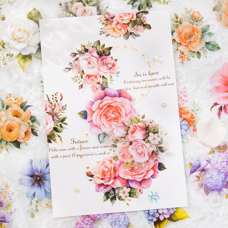 Meet The Flower Sea Series Of Tape Cutting Mold Pet Plant Ledger Materials Decorative Collage Stickers 8