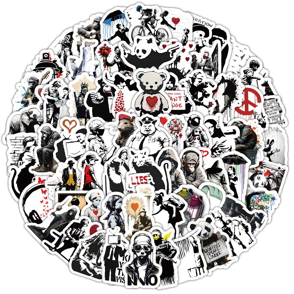 100Pcs Famous Banksy Street Art Graffiti Stickers For Car Wall Vinyl Cool Street Wall Art Sticker