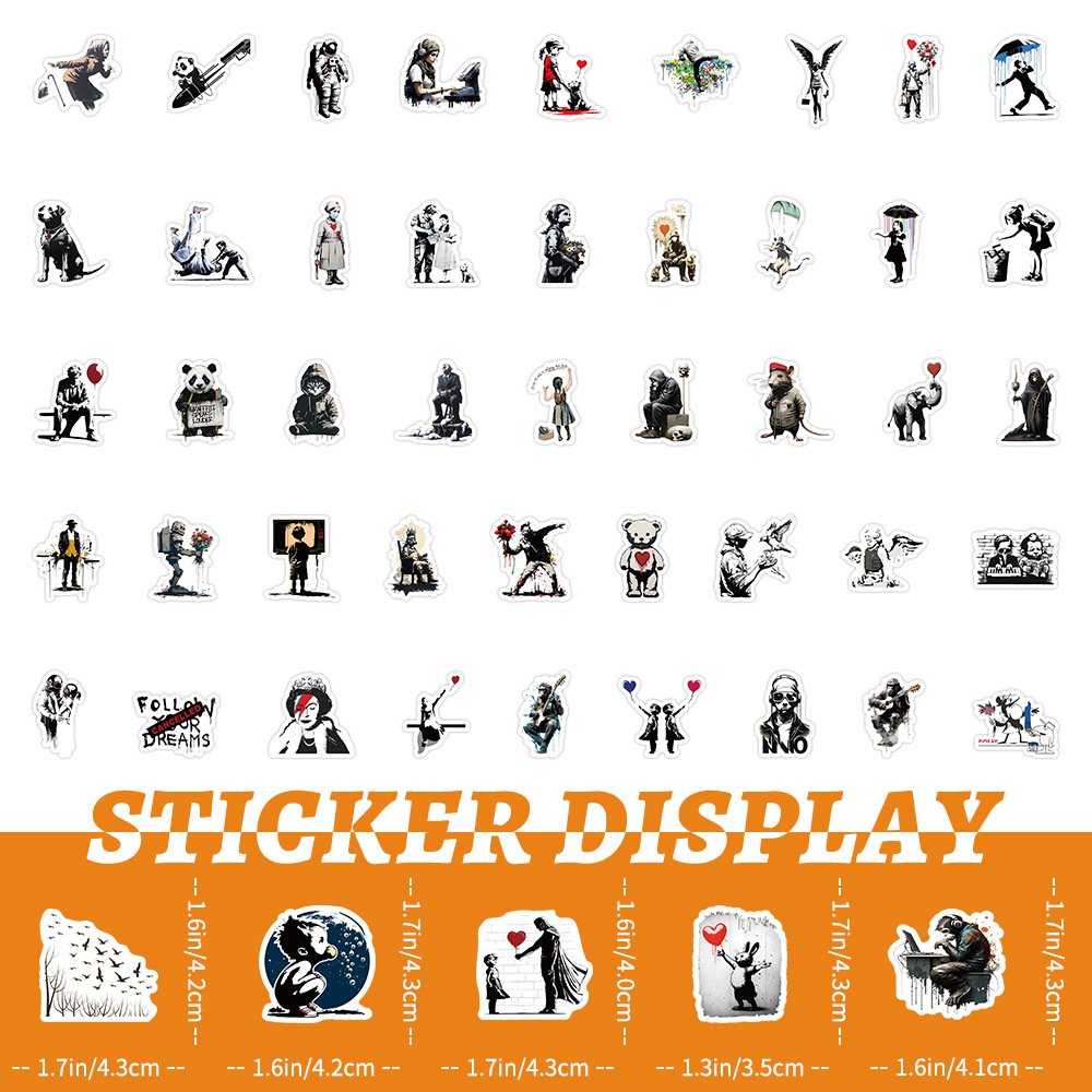 100Pcs Famous Banksy Street Art Graffiti Stickers For Car Wall Vinyl Cool Street Wall Art Sticker
