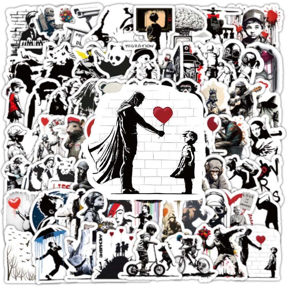 100Pcs Famous Banksy Street Art Graffiti Stickers For Car Wall Vinyl Cool Street Wall Art Sticker