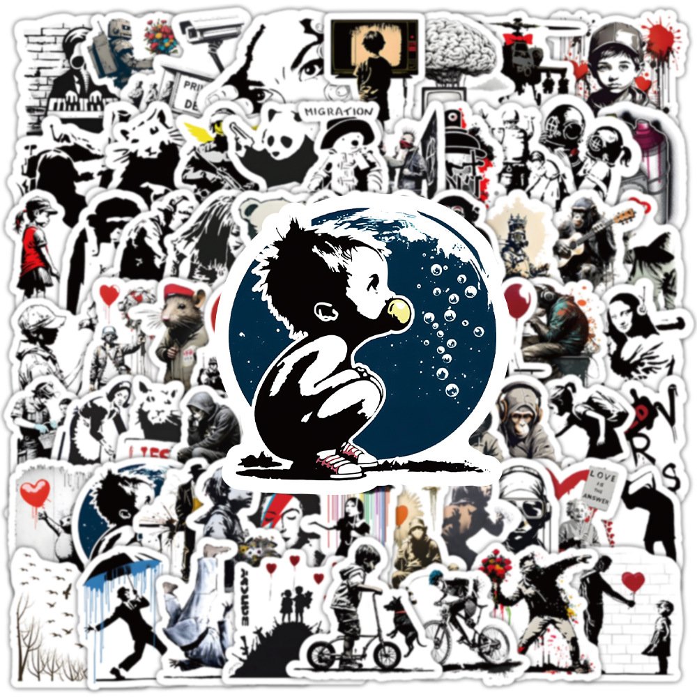 100Pcs Famous Banksy Street Art Graffiti Stickers For Car Wall Vinyl Cool Street Wall Art Sticker