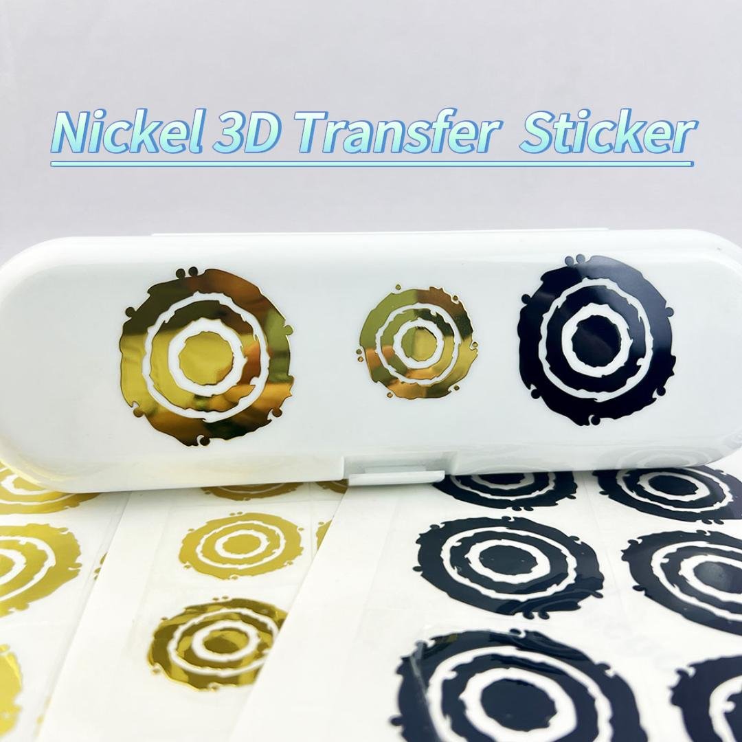 Hight Quality Shiny Label Transfer Electroforming Eetal Nickel 3d Waterproof Sticker