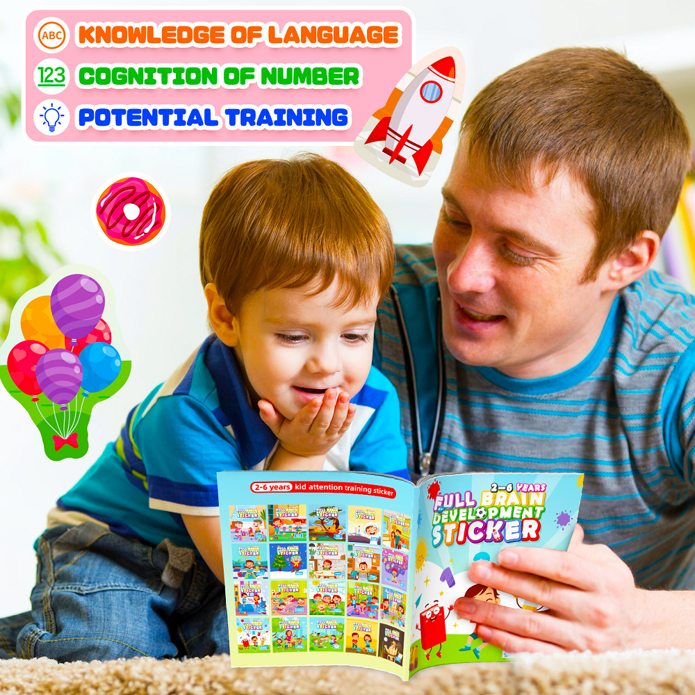 Baby Kids Early Educational Coloring Book Learn English Cartoon Custom Sticker Book Print for Children