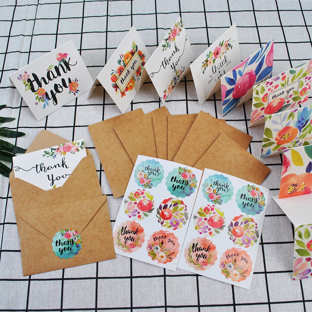 High quality hot sale kraft paper thank you card with envelope