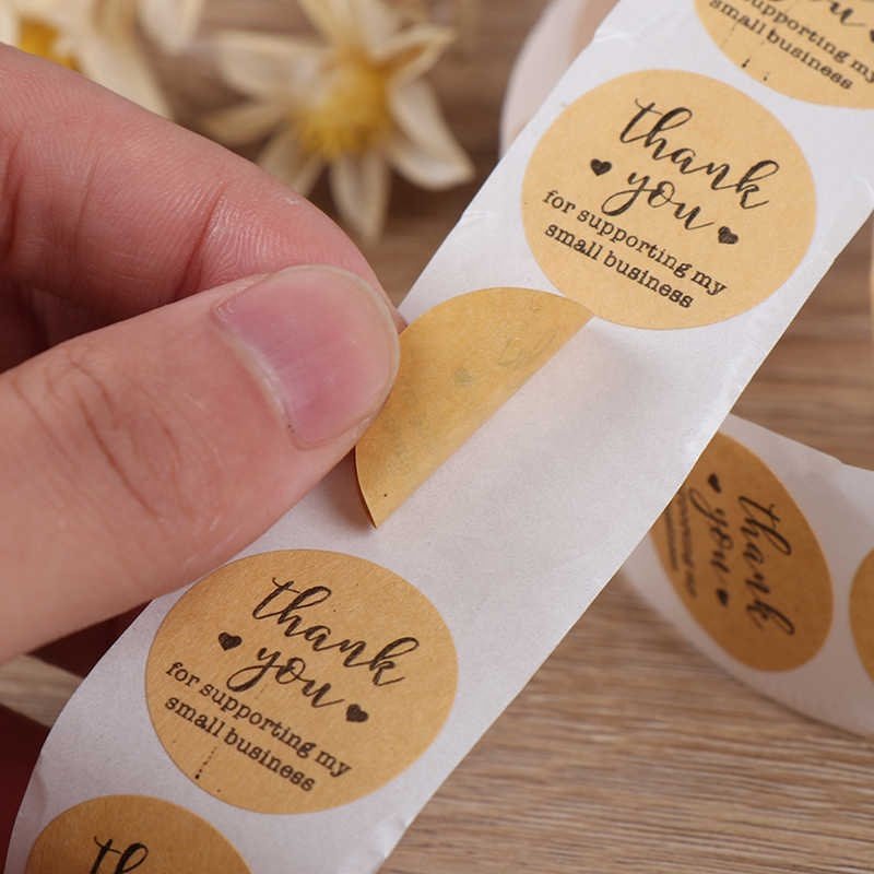 500pcs Roll Round Custom Printing 2 inch kraft paper Thank You Stickers