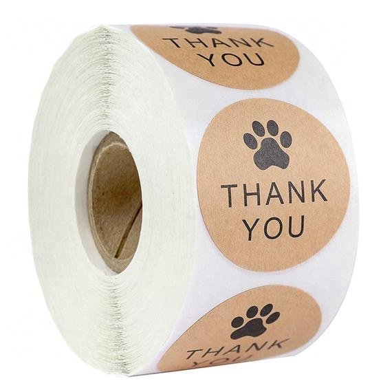 500pcs Roll Round Custom Printing 2 inch kraft paper Thank You Stickers