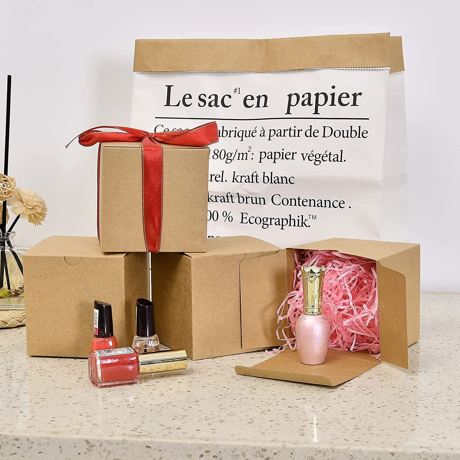 Recycled Paper Square Gift Boxes Cardboard Packaging Kraft Boxes Candle Box