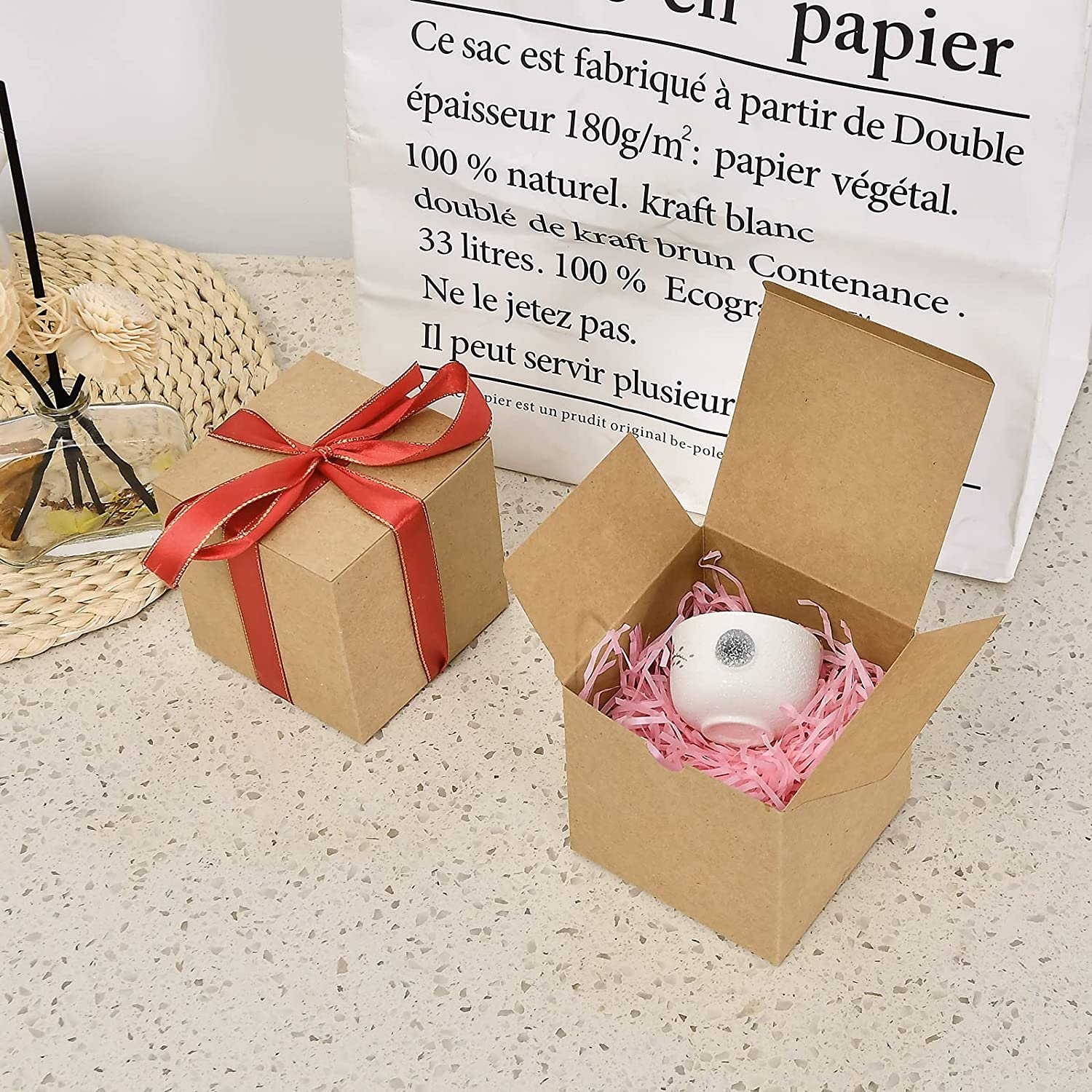 Recycled Paper Square Gift Boxes Cardboard Packaging Kraft Boxes Candle Box
