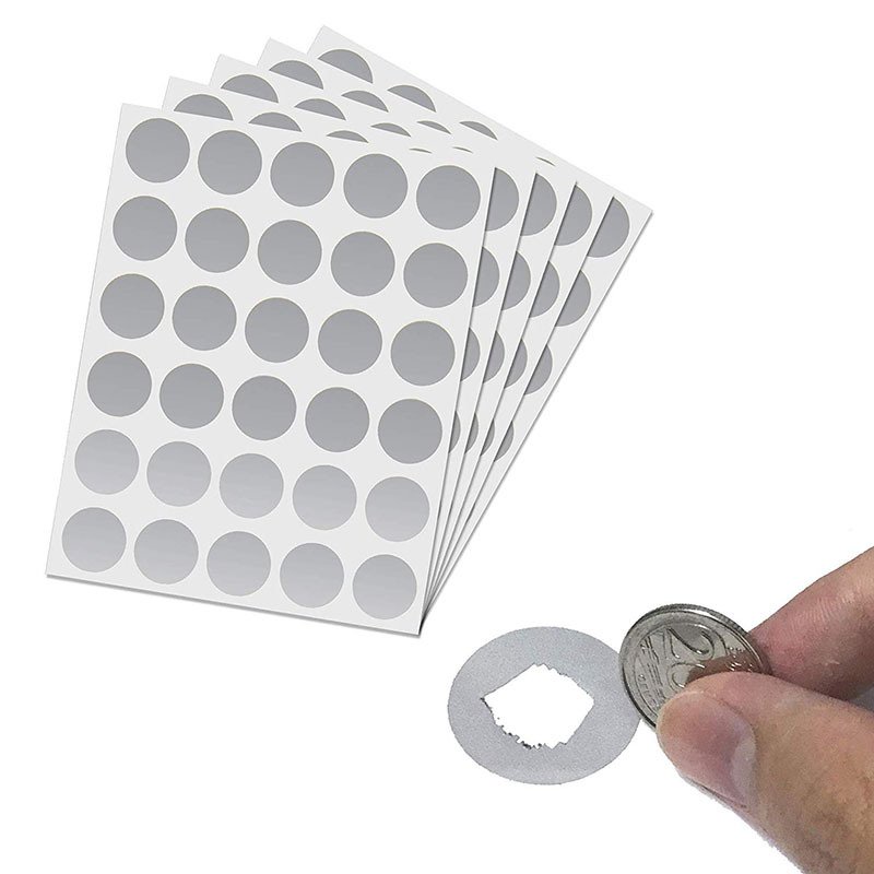 Coin size 1" Silver Circle Scratch Off Self Peel Stickers Labels Scratch Card Stickers Stick DIY Labels Roll