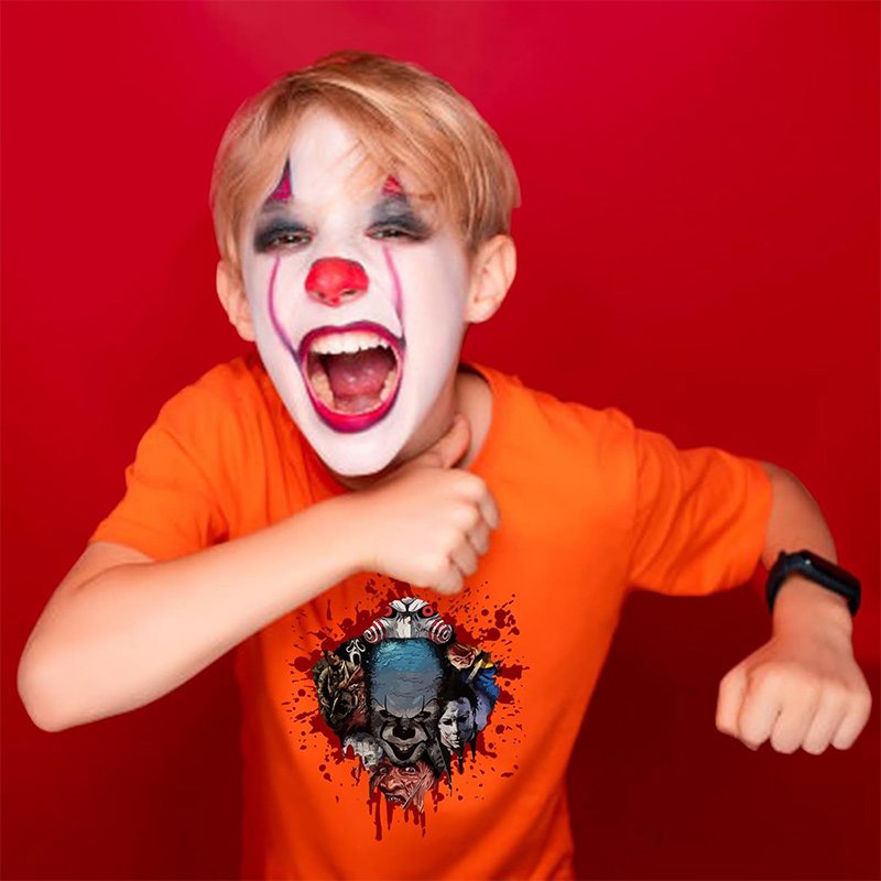 Halloween Transfers T-Shirts Halloween Iron On Stickers Horror Movie Characters Halloween Vinyl Decalst-Shirt Clothes Diy