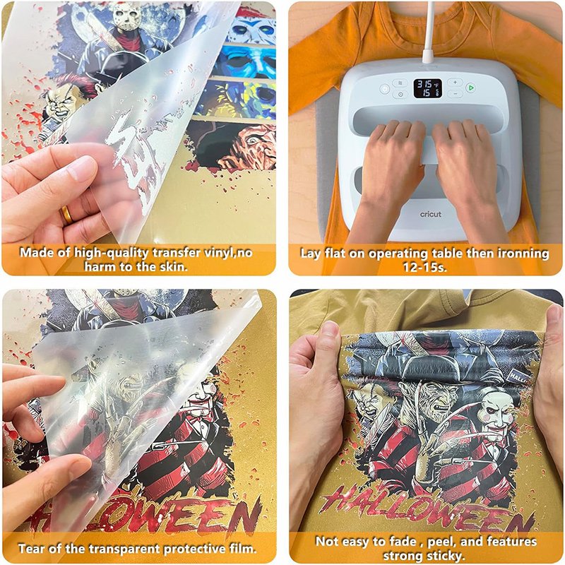 Halloween Transfers T-Shirts Halloween Iron On Stickers Horror Movie Characters Halloween Vinyl Decalst-Shirt Clothes Diy