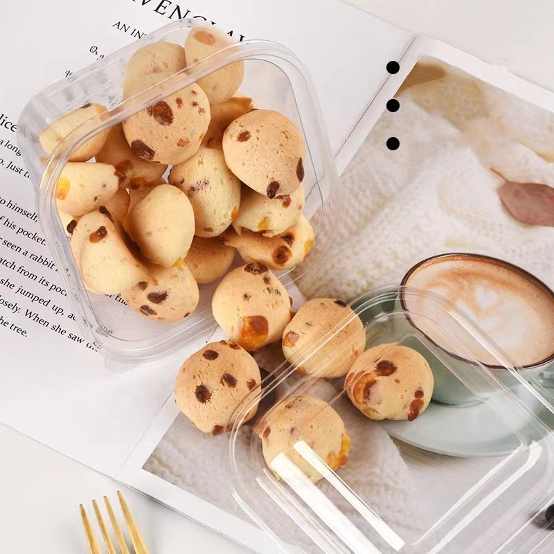 Good Price Food Container For Salad 400ml Cookie Packaging PET Plastic Box with stickers