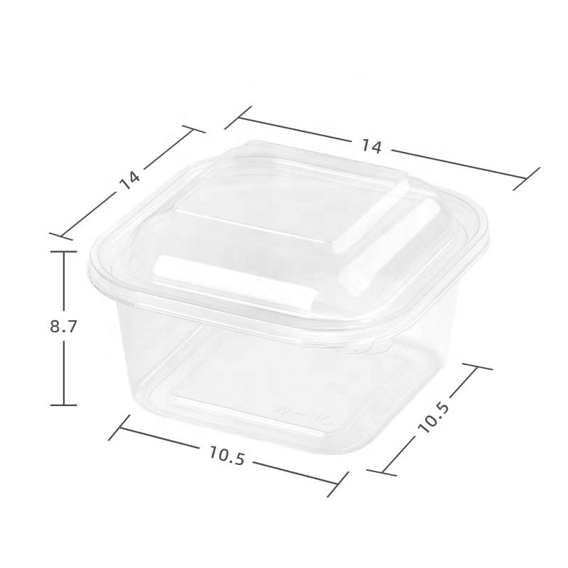 Good Price Food Container For Salad 400ml Cookie Packaging PET Plastic Box with stickers