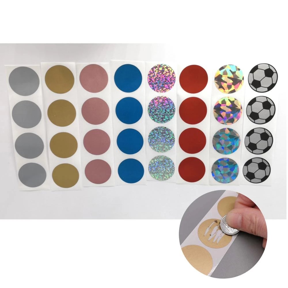 Custom Scratch-Off Stickers Label Roll Sheet Round Heart Square Rectangular Scratch Off Hologram Film Sticker