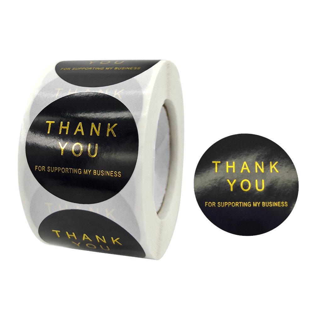 1.5 Inch Adhesive Floral Vinyl Gift Label Sticker Roll 500 PCS Custom Printing 'Thank You' for Business Seal Cards & Envelopes