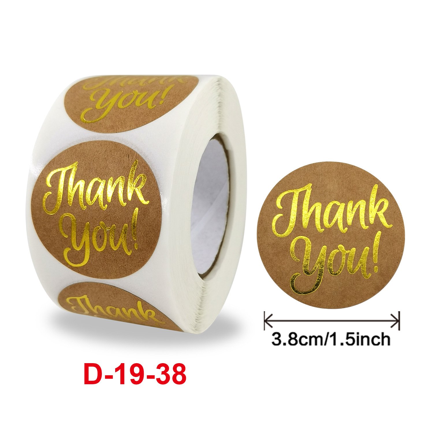 1.5 Inch Adhesive Floral Vinyl Gift Label Sticker Roll 500 PCS Custom Printing 'Thank You' for Business Seal Cards & Envelopes