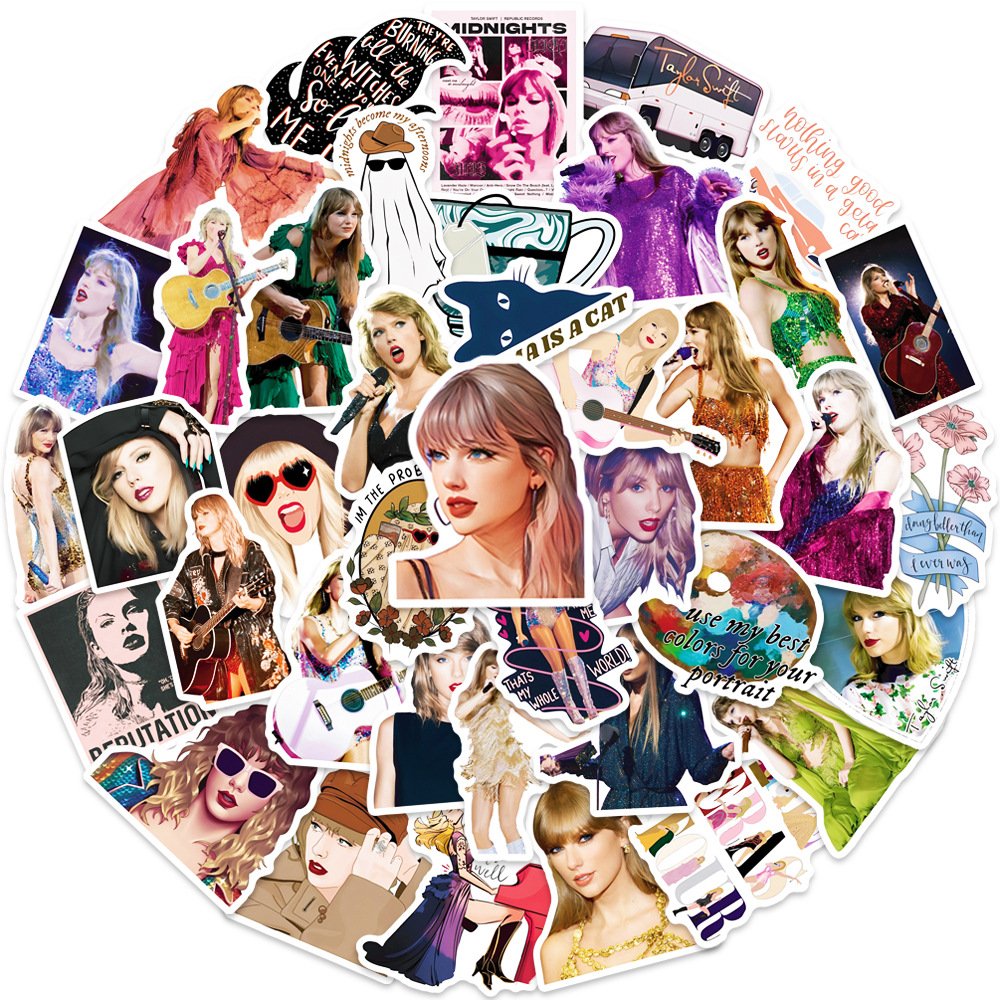 Cartoon Fashion Taylor Singer Star Swift Sticker Decoration Phone Cup Book Waterproof Reusable Paster Promotional Gift Wholesale
