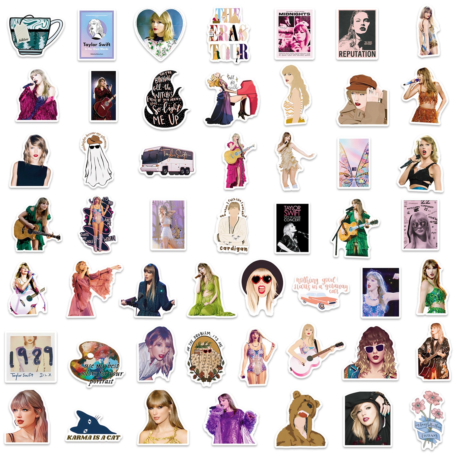 Cartoon Fashion Taylor Singer Star Swift Sticker Decoration Phone Cup Book Waterproof Reusable Paster Promotional Gift Wholesale