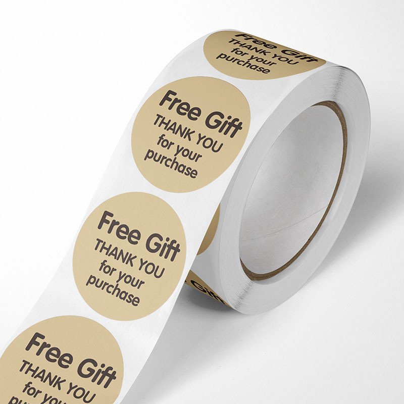 500PCS/Roll 1inch wholesale free design adhesive Brown paper english cross border sticker for gift bag box packaging decoration