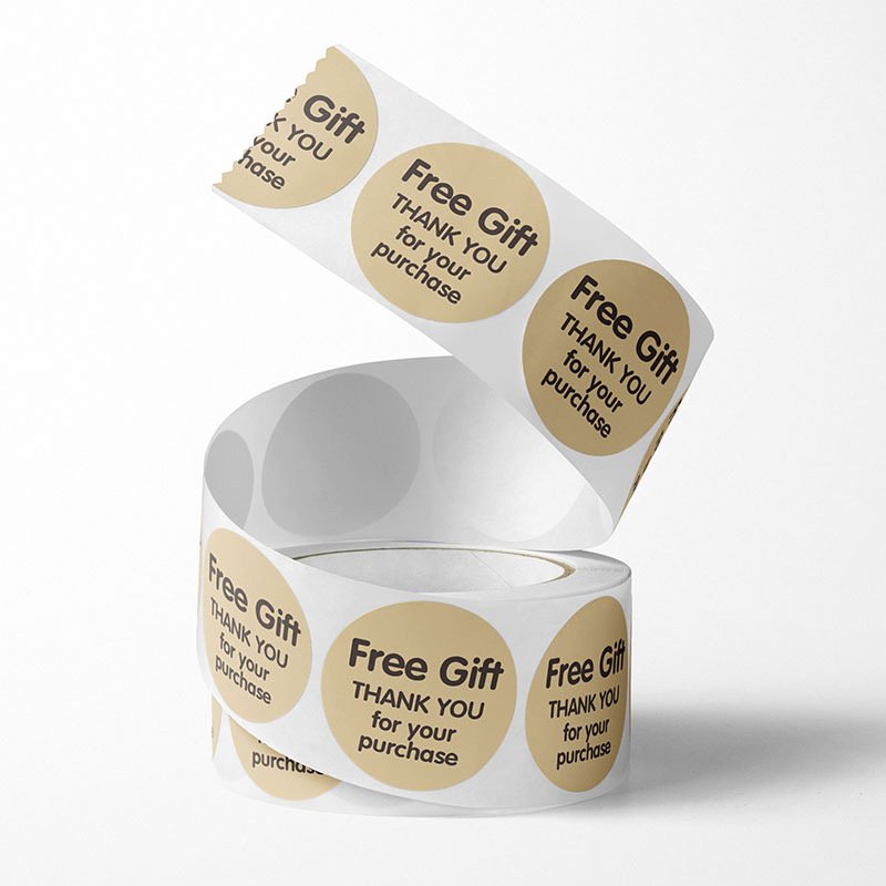 500PCS/Roll 1inch wholesale free design adhesive Brown paper english cross border sticker for gift bag box packaging decoration