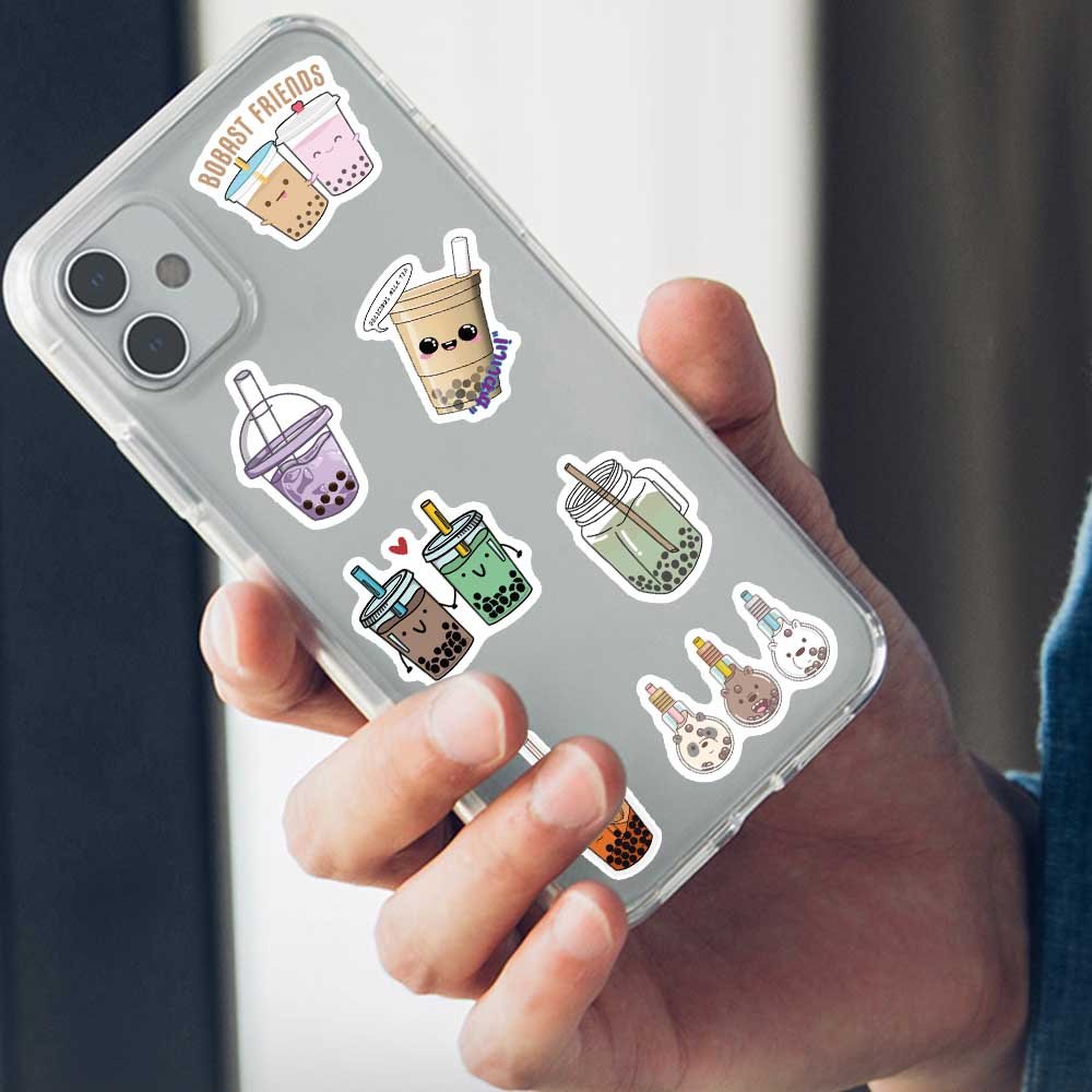 50pcs Cute Cartoon Pearl Milk Tea Graffiti Decals Diy Girl Diary Stationery Luggage Laptop Decoration Waterproof Custom Stickers