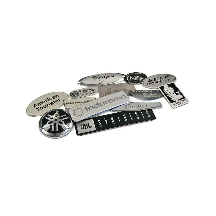 Custom Anodized Metal Logo Label Leather Handbag Logo Metal Label Steel Logo Embossed Sticker