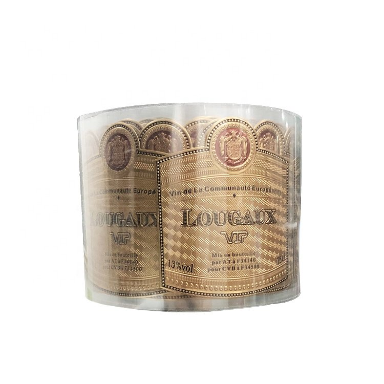 factory supply different shape custom curved antique silver roll metal wine metal label sticker