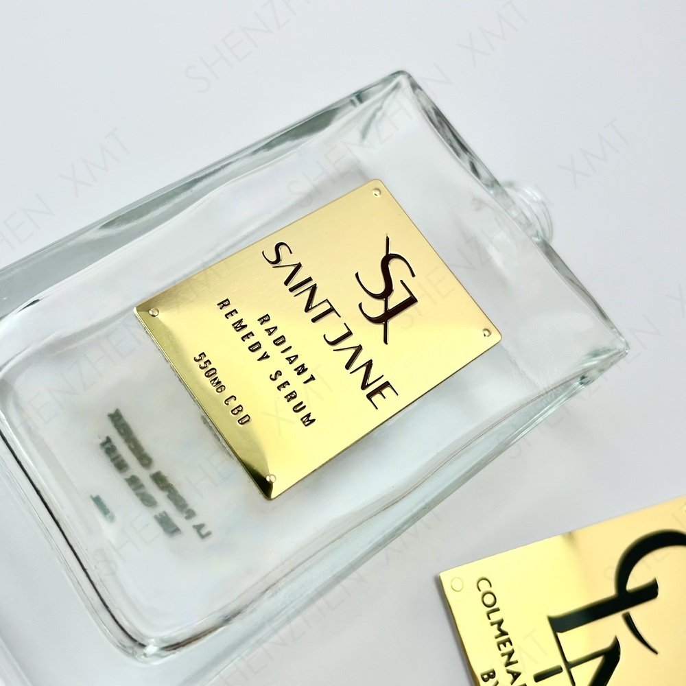 Custom Metal Brand 3d Logo Transcripts Sticker Label Engraved Gold Adhesive Metal Label Sticker