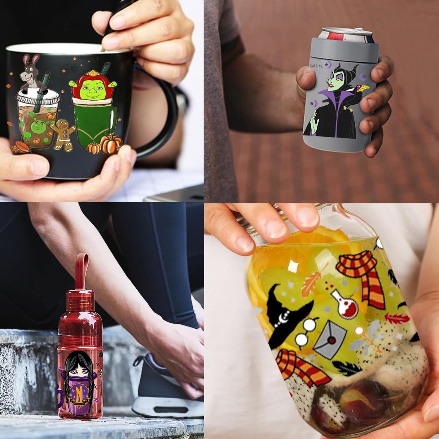Halloween UV DTF Cup Wrap Transfer for Glass Cartoon Horror Theme Cup Wrap Transfer Sticker for 16OZ Glass Cups DIY Crafts DIY