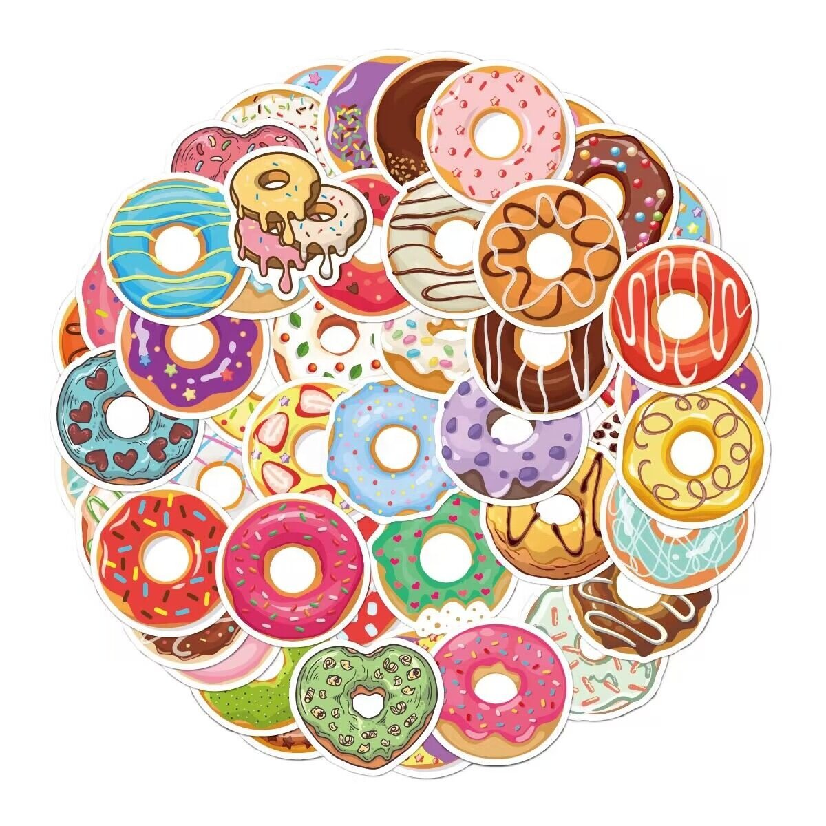 Custom Stickers Custom Die Cut Vinyl Stickers Printing Donut Adhesive Logo Design Waterproof Cartoon Stickers