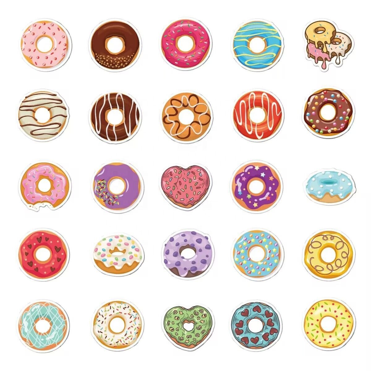 Custom Stickers Custom Die Cut Vinyl Stickers Printing Donut Adhesive Logo Design Waterproof Cartoon Stickers