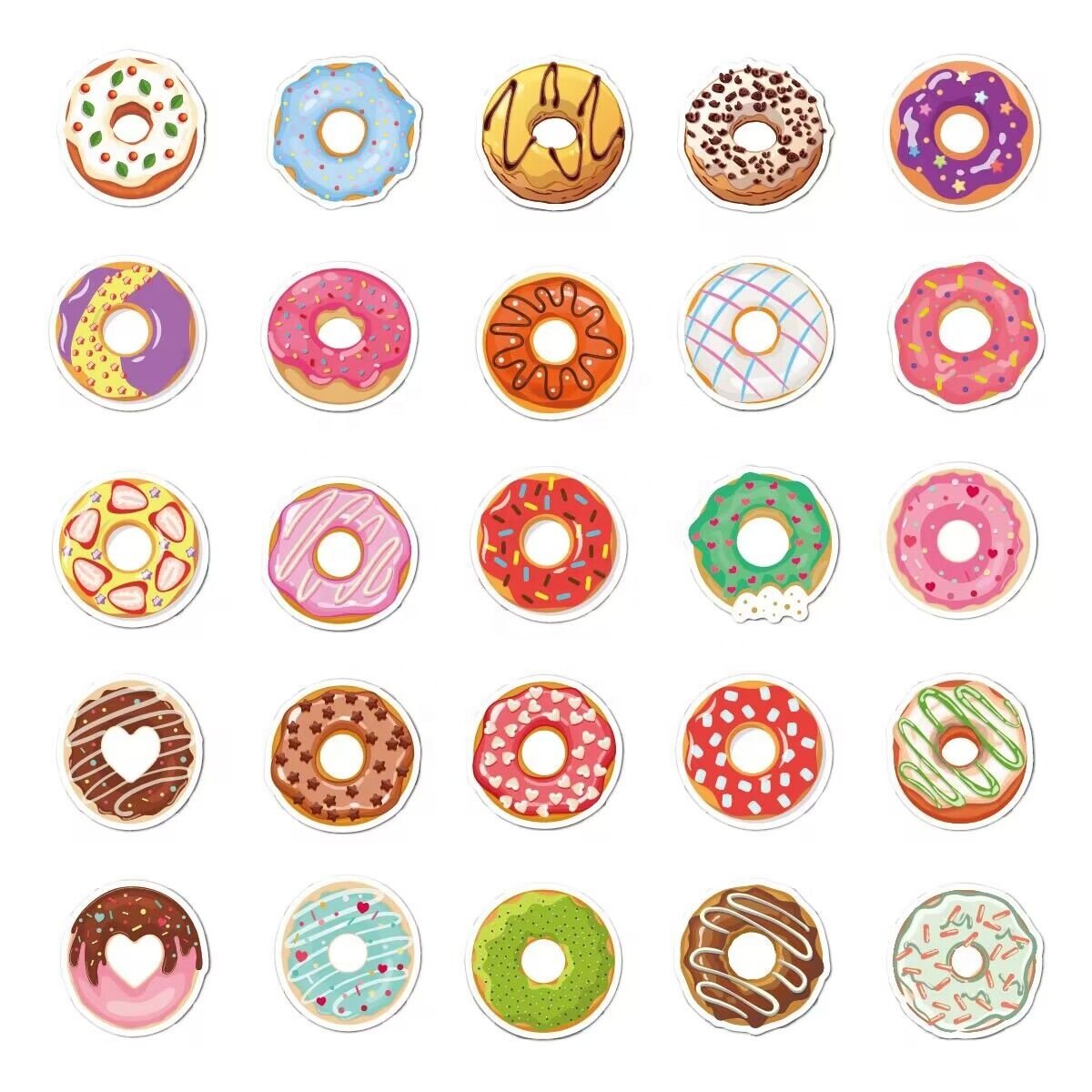 Custom Stickers Custom Die Cut Vinyl Stickers Printing Donut Adhesive Logo Design Waterproof Cartoon Stickers