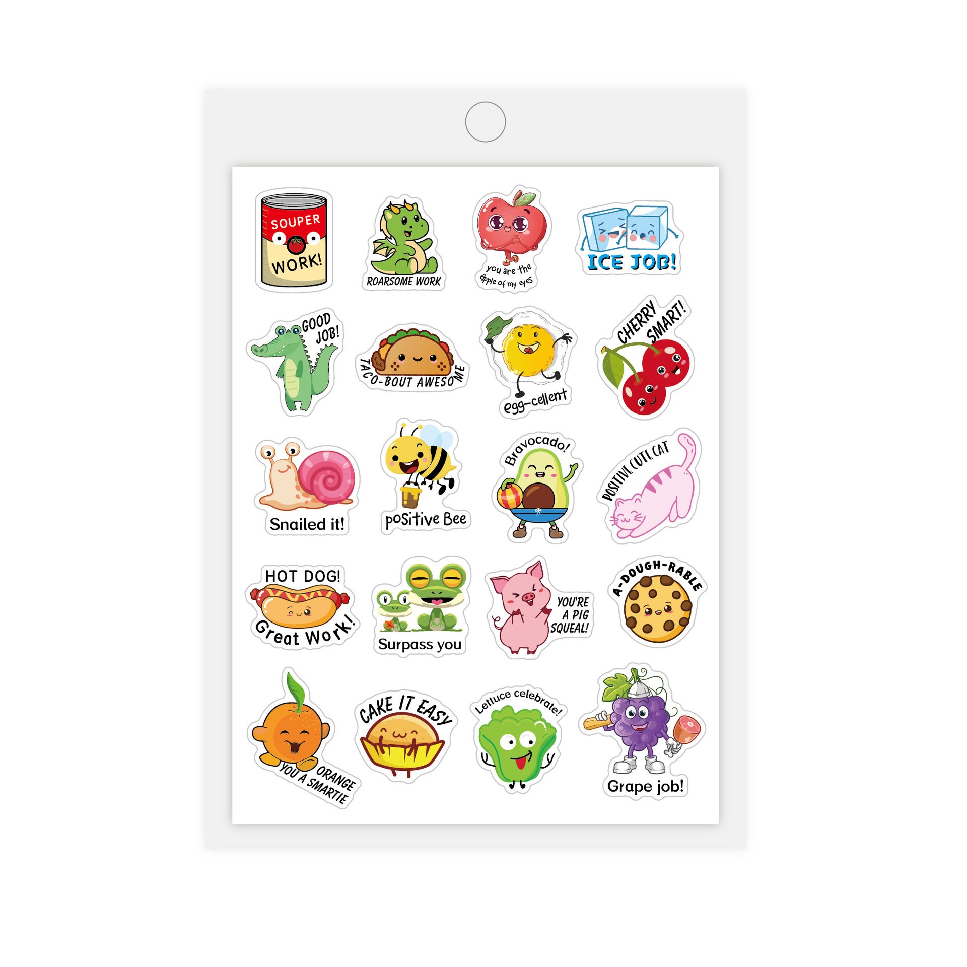 custom Encourage 20 stickers/cartoon English motivational fruit animal kids teacher fun reward colored waterproof stickers Paper