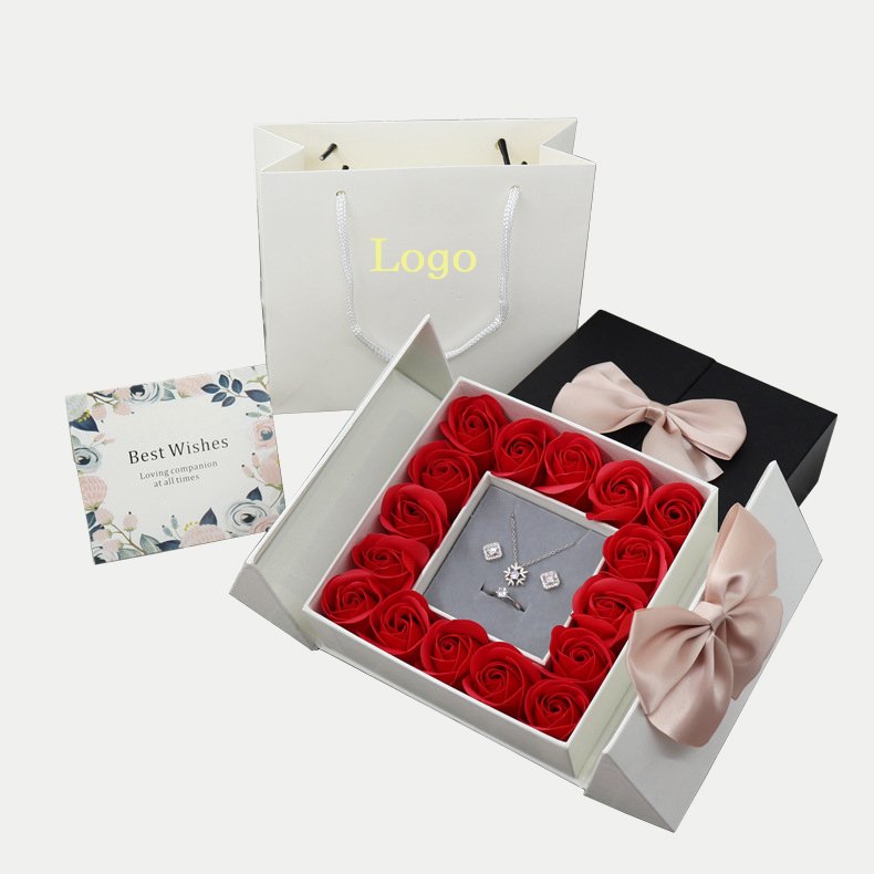 Luxury price preserved rose flower gift box with drawer ribbon packaging gift box