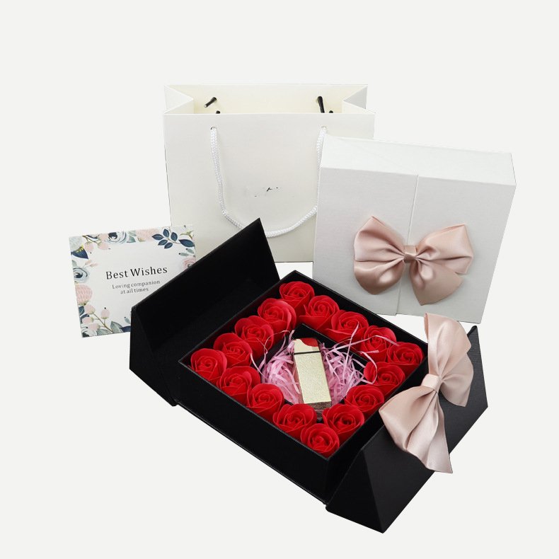 Luxury price preserved rose flower gift box with drawer ribbon packaging gift box