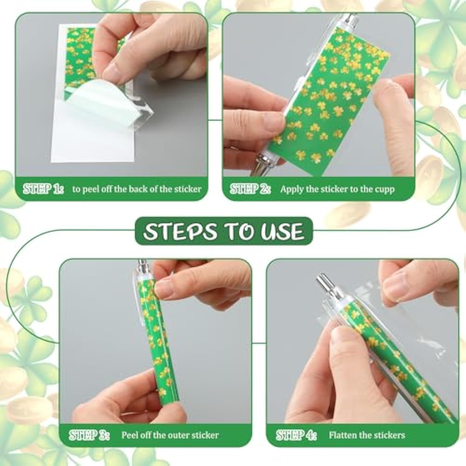 St. Patrick's Day UV Dtf Pen Wrap Transfer Sticker for Pen Irish Day Shamrocks Rub on Transfer for DIY Pen Festival Gifts