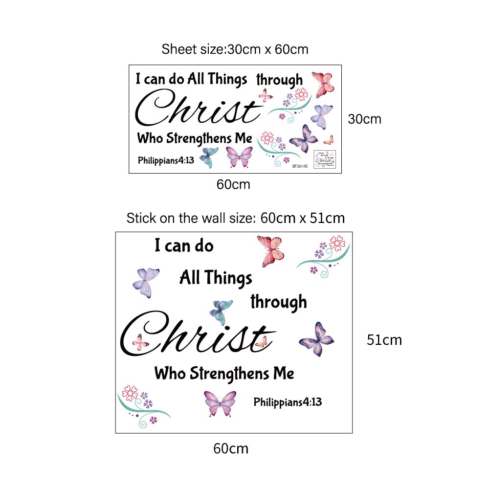 High quality 3d butterfly decoration inspirational slogan water proof die cut stickers for home decor living room