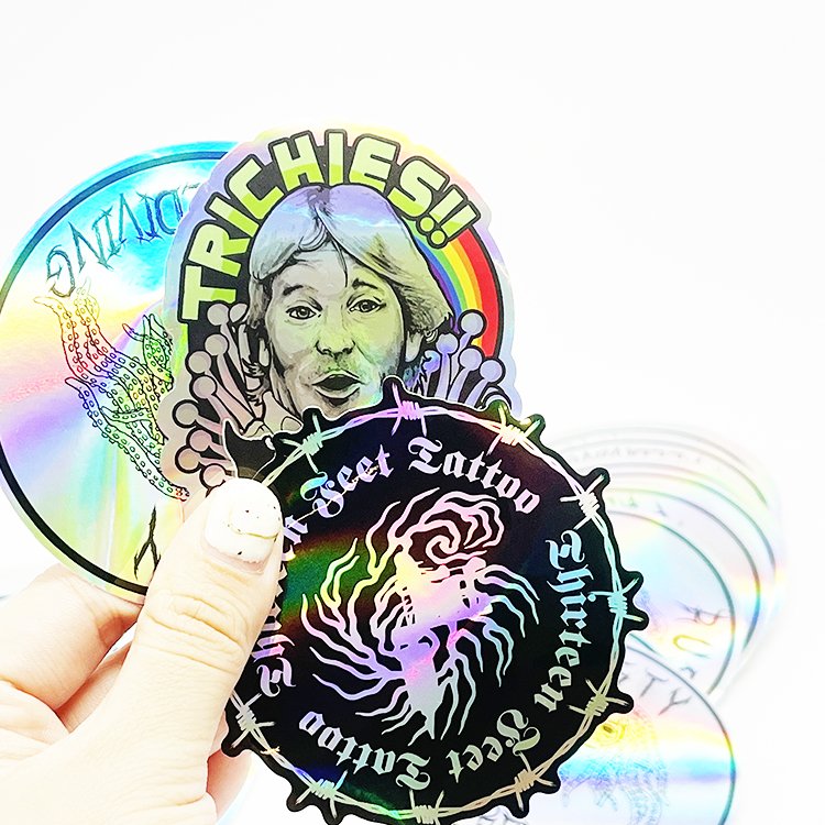 hot sale self adhesive waterproof logo labels cartoon stickers custom die cut holographic custom decorative sticker