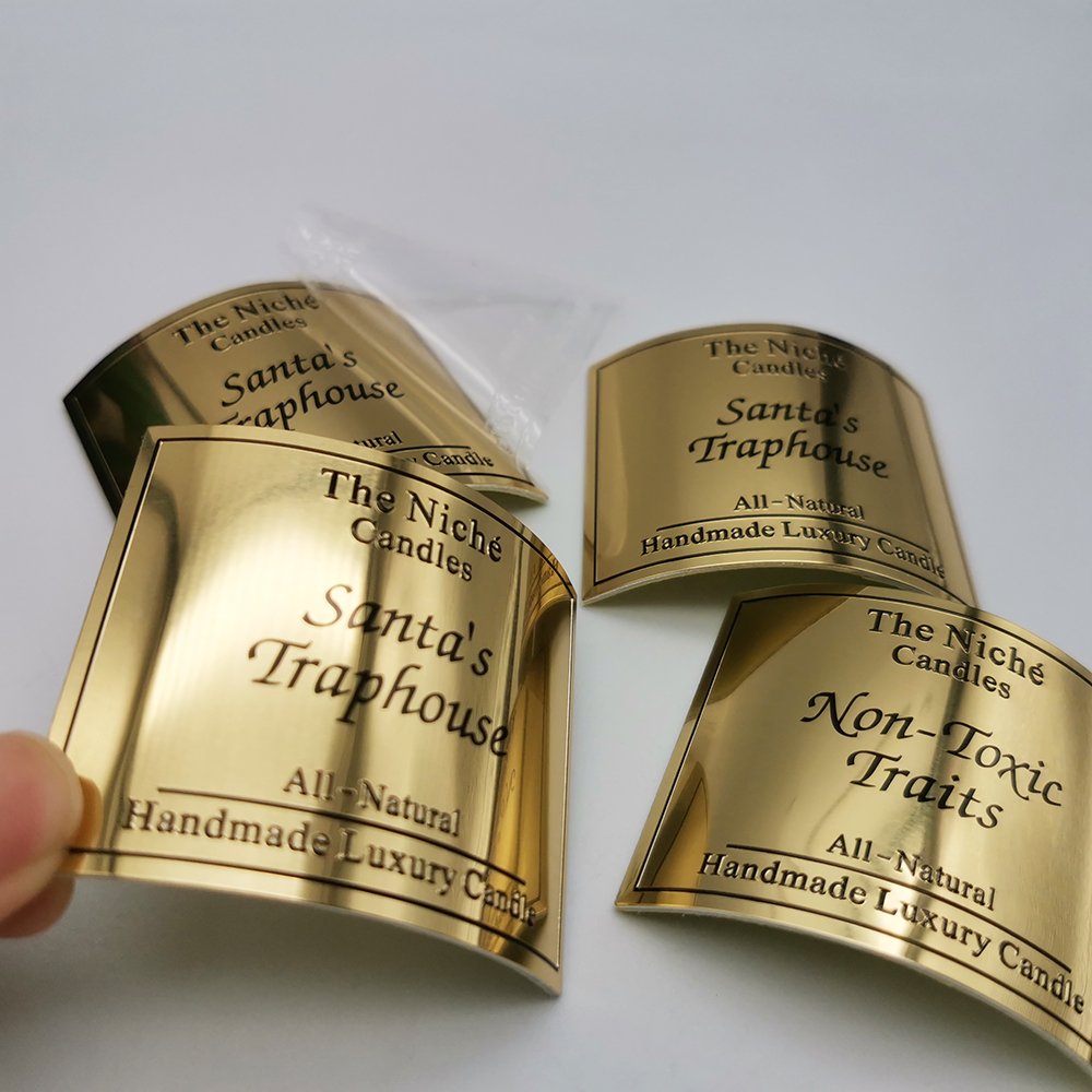 Hot Selling Custom OEM Design Embossed Metal printing Logo Aluminum Label Adhesive Perfume Metallic Stickers
