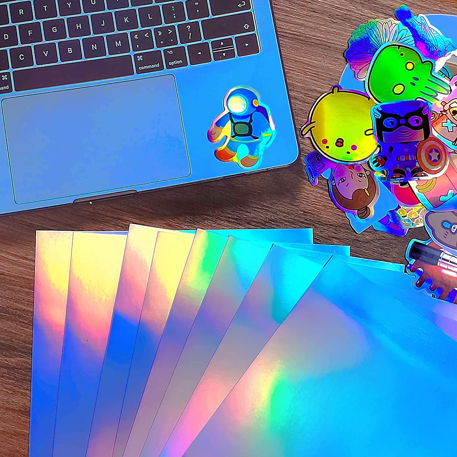 private water proof holographic PSA a4 sheet Vinyl sticker paper for laser printer 8.5X11
