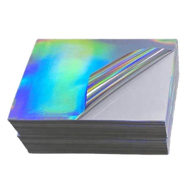 private water proof holographic PSA a4 sheet Vinyl sticker paper for laser printer 8.5X11
