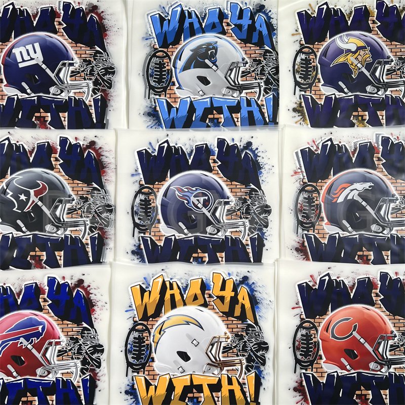NFL Custom Design New Custom DTF Transfers Printing Screen Heat Transfer vinyl Heat Iron on Stickers For Tshirts