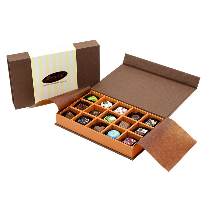 Wholesale Custom Logo Color Printing Eco Friendly Coated Paper Chocolate Box Magnetic Closure Flip Candy Packing Box With Tissue