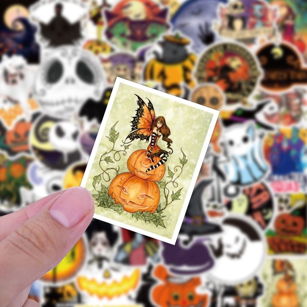 50Pcs Cartoon Movie The Nightmare Before Halloween Decor Stickers For Gift Bottle Laptop Halloween Horror Ghost Stickers