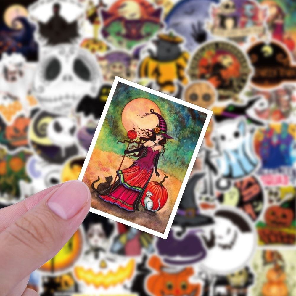 50Pcs Cartoon Movie The Nightmare Before Halloween Decor Stickers For Gift Bottle Laptop Halloween Horror Ghost Stickers