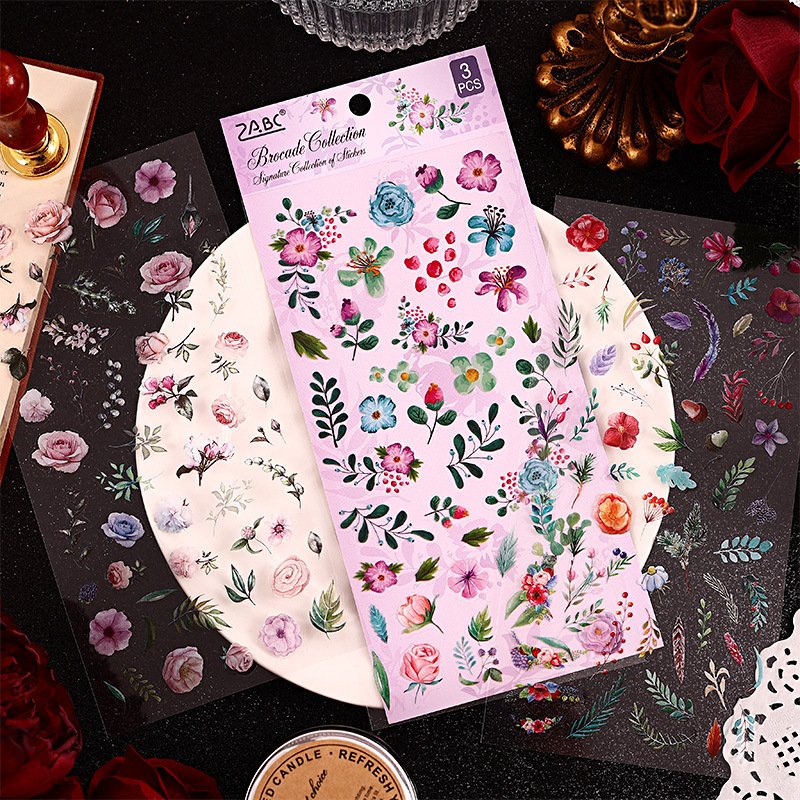 3 sheets/pack Yizhi collection retro handbook stickers waterproof handbook materials cutting film creative stickers