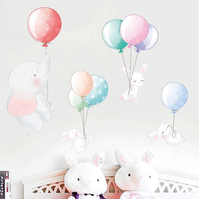 Cartoon animal cute elephant rabbit wall sticker for kids room baby nursery children wall decals