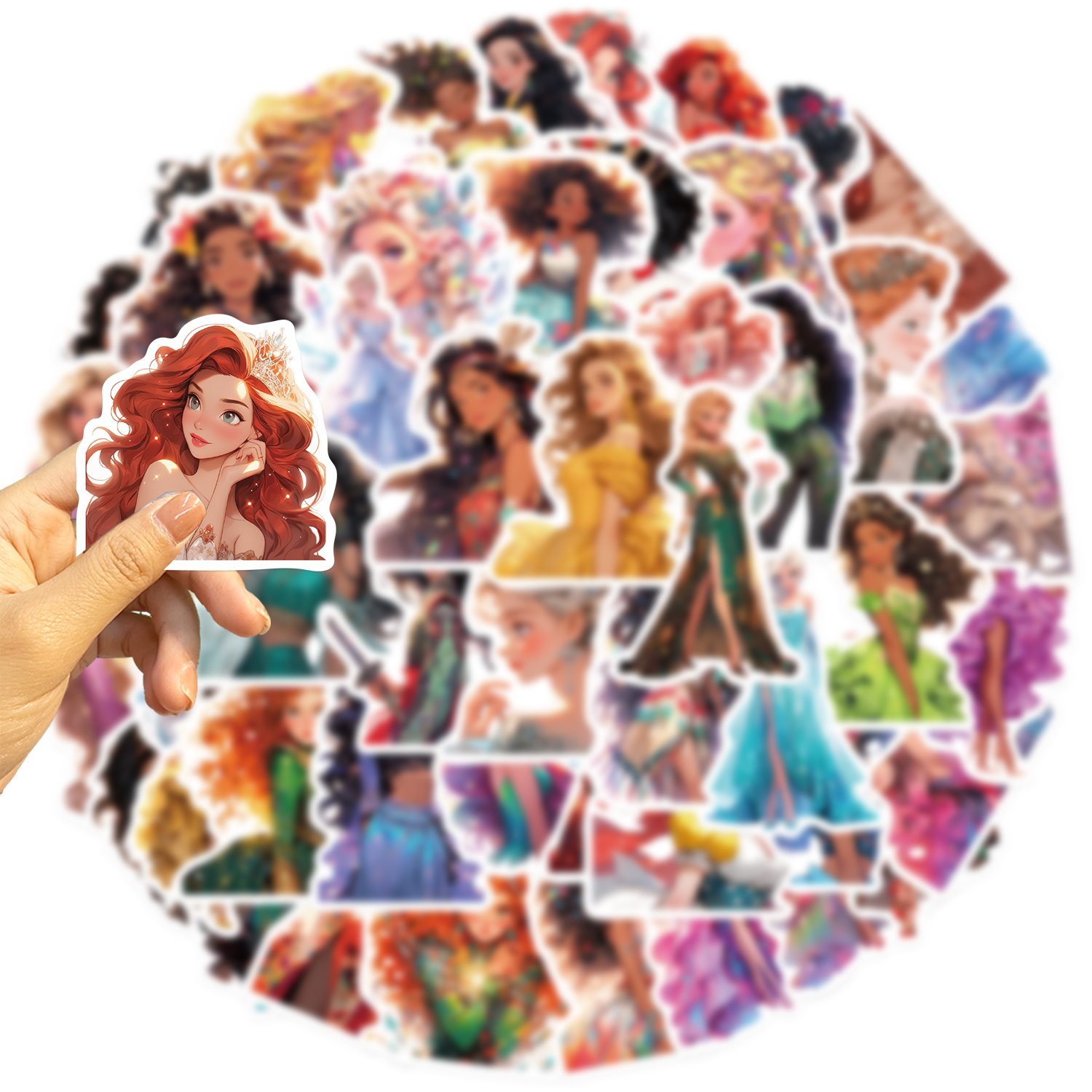 50pcs Cute Escaping Princess Stickers Waterproof Pvc Decals Luggage Laptop Computer Guitar Handcase Cartoon Children'sSticker