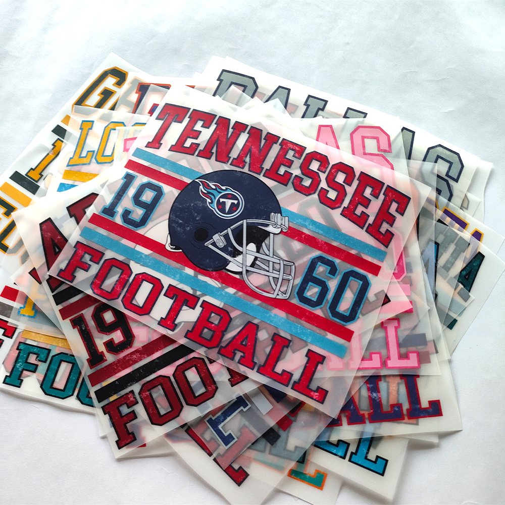Quality wholesale dtf transfers NFL vinyl sticker logo screen print transfers dtf heat transfer for t shirt clothes